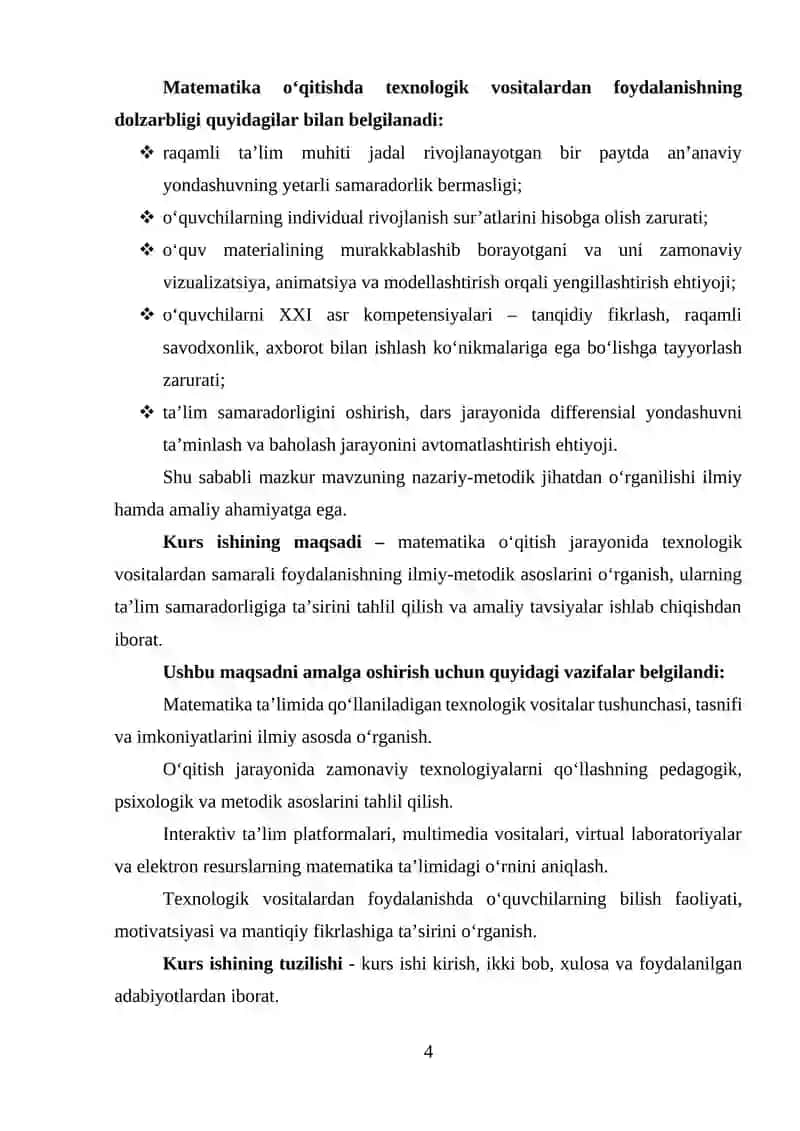 Matematika o‘qitishda texnologik vositalar 4