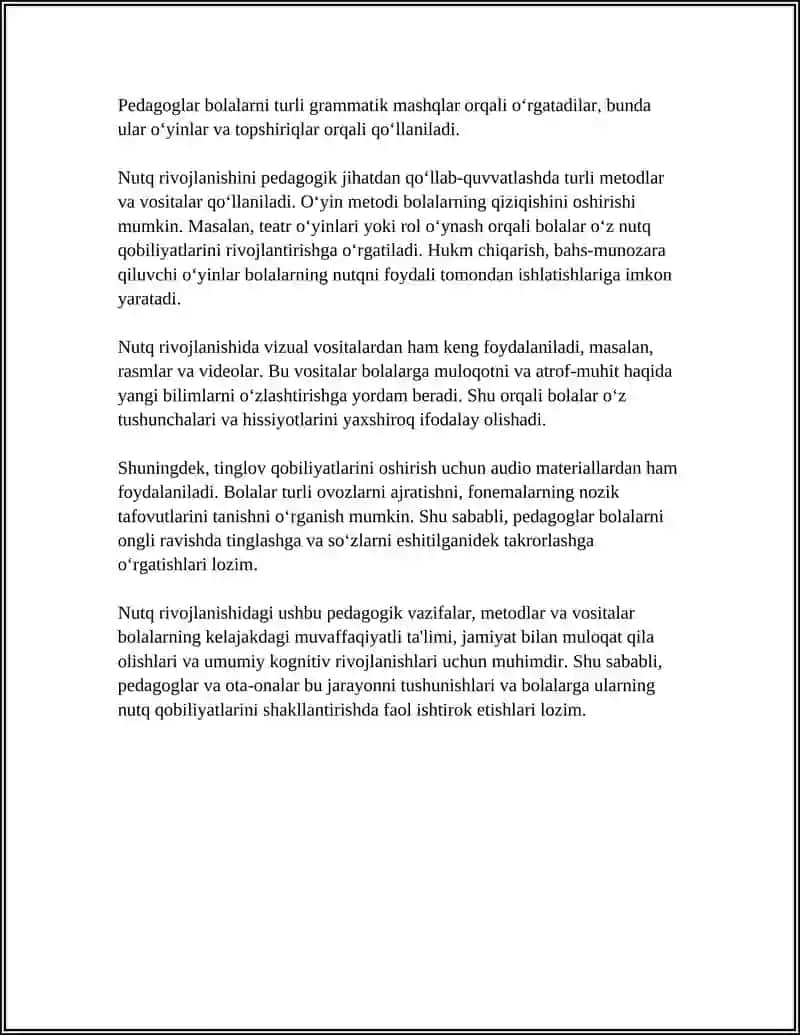 MAKTABGACHA KICHIK YOSHDAGI BOLALAR NUTQINI O'STIRISHNING VAZIFALARI, METODLARI VA VOSITALARI 4