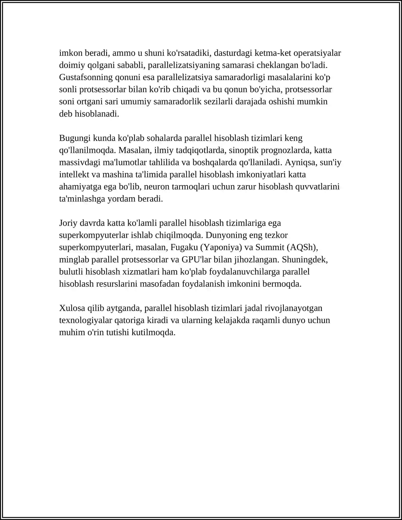 PARALLEL HISOBLASH TIZIMLARI VA PROTSESSORLARNING KO‘P YADROLI TUZILISHI 4