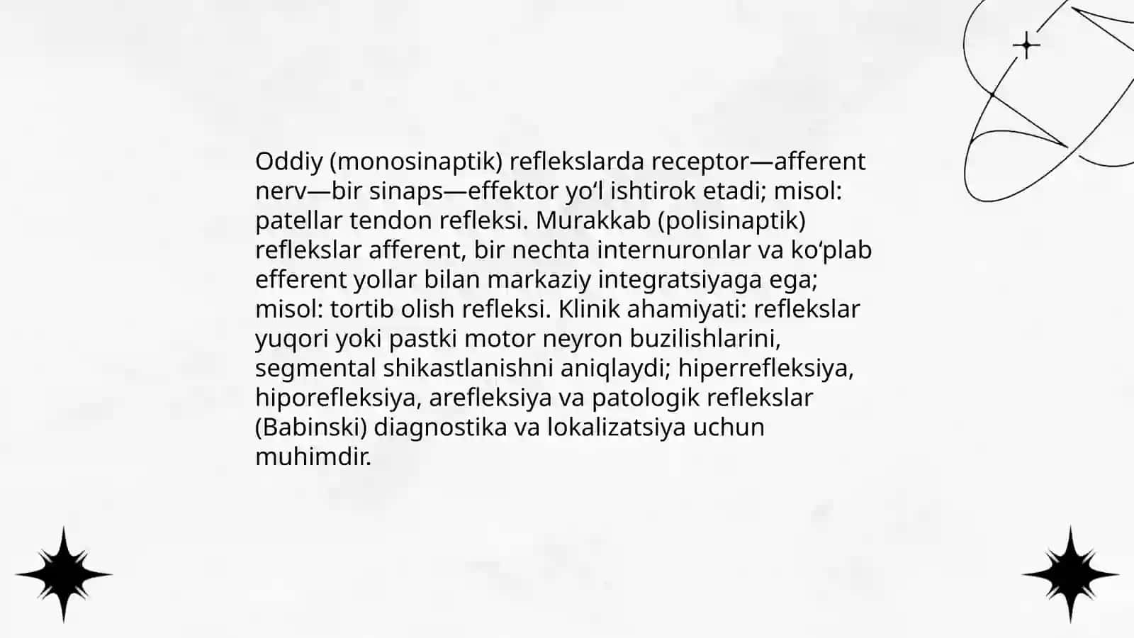 ORQA MIYANING REFLEKTOR VA O'TKAZUVCHAN YO'L FAOLIYATI, TEKSHIRISH USULLARI 4