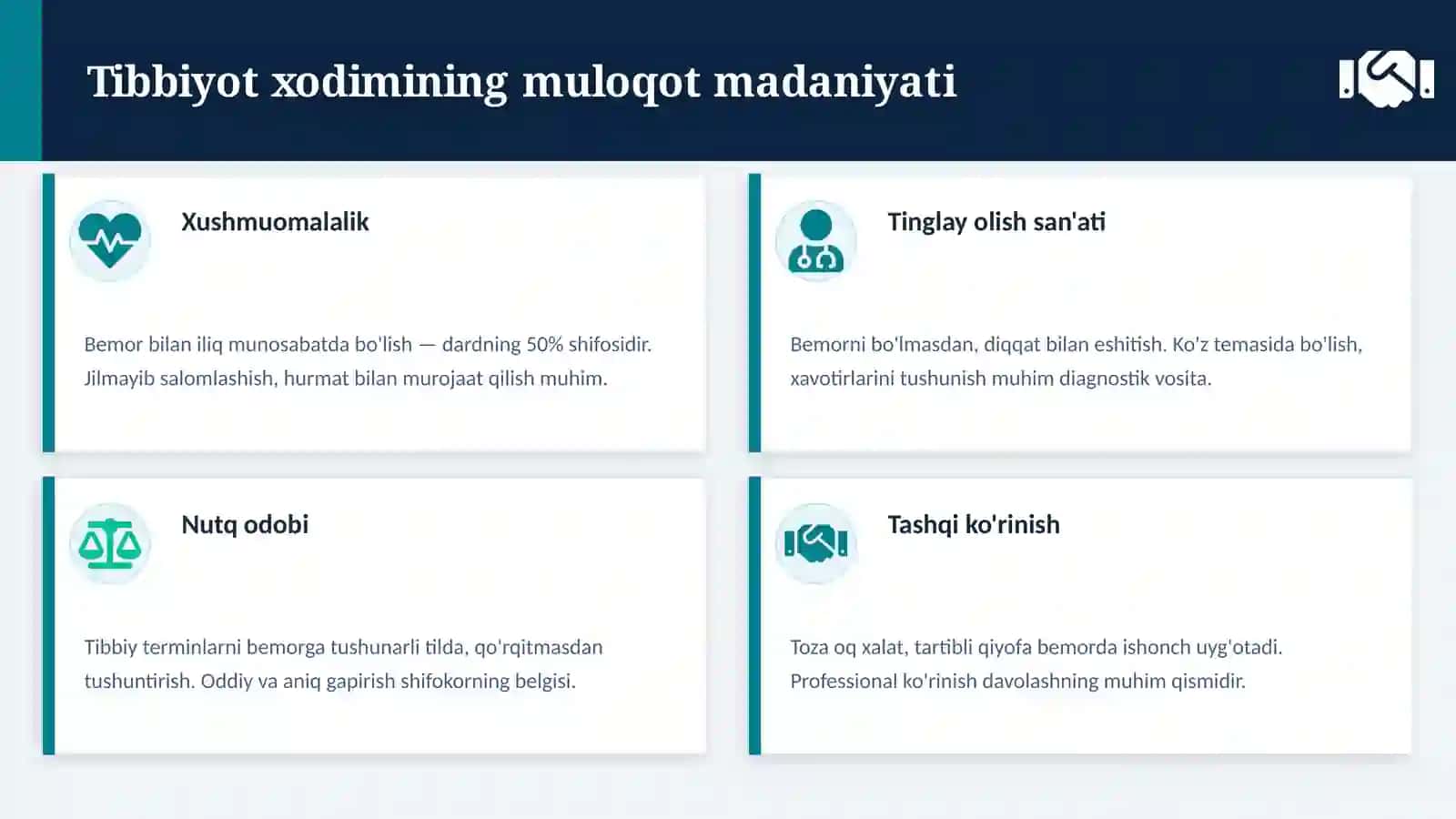 Tibbiyot xodimlarifaoliyatidaetika vadeontologiyamasalalari 4