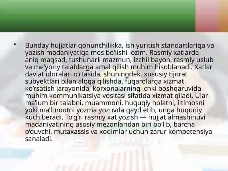 Da'vo xati, iltimos xati, so'rov xatining ozilish tartibi 4