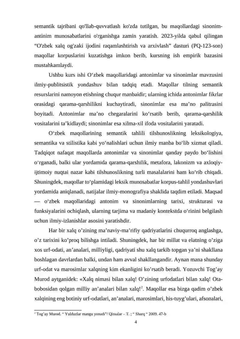 "O‘zbek maqollarida antonim va sinonimlar" 4