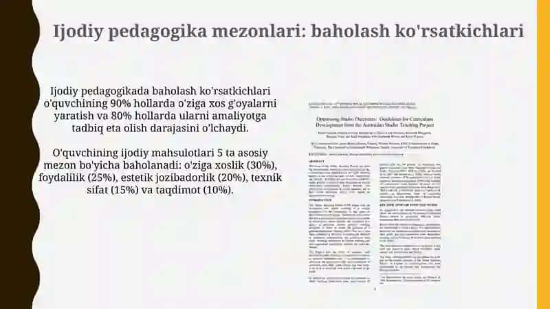 Kreativ pedagogika fanini tamoyillari va mezonlari 4