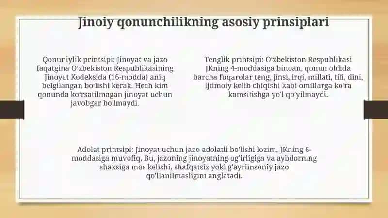 O‘zbekiston Respublikasi jinoiy qonunchiligining umumiy xususiyatlari 4