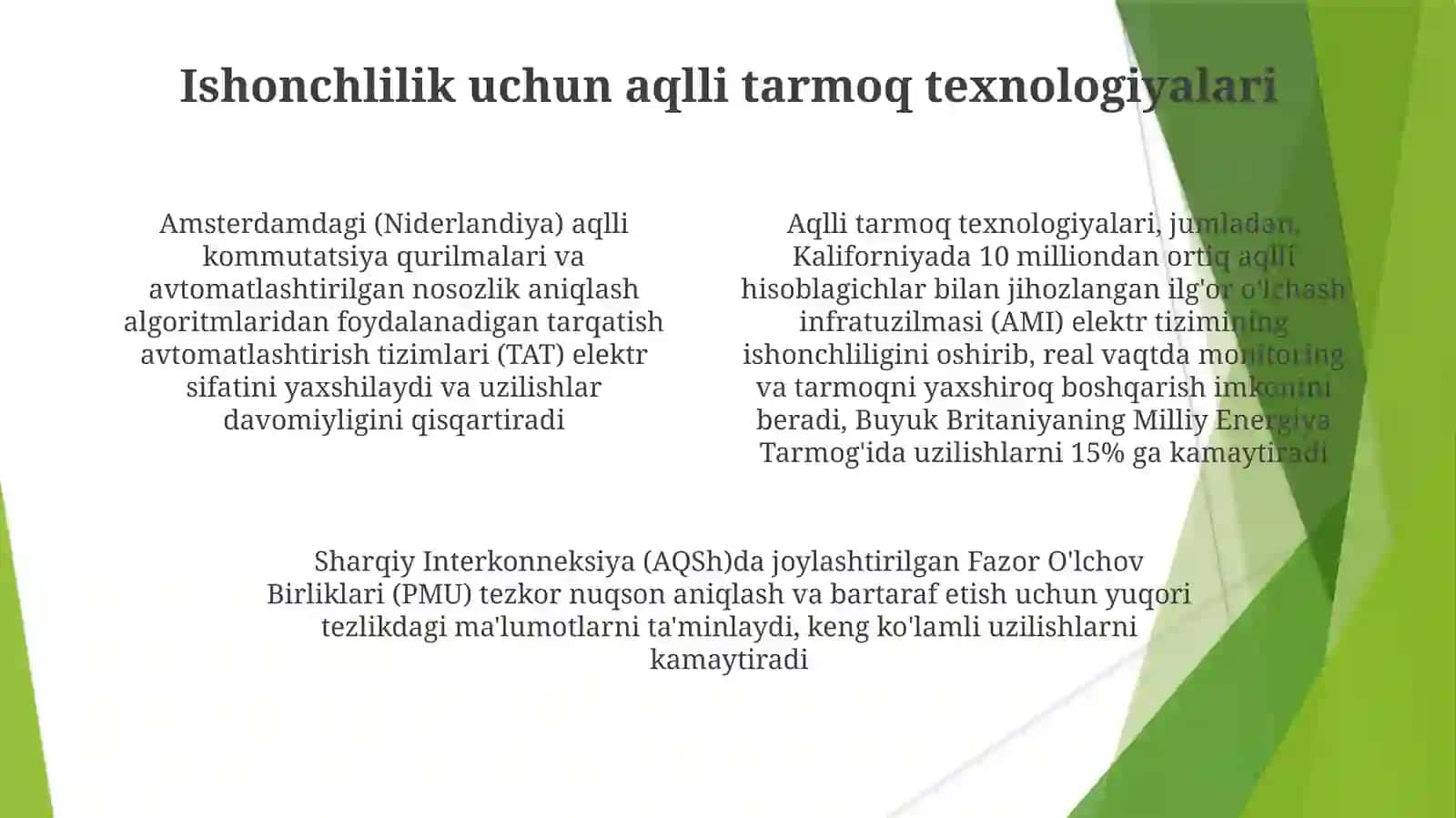 Elektr taʼminoti zimining ishonchlilik xususiyatlari 4