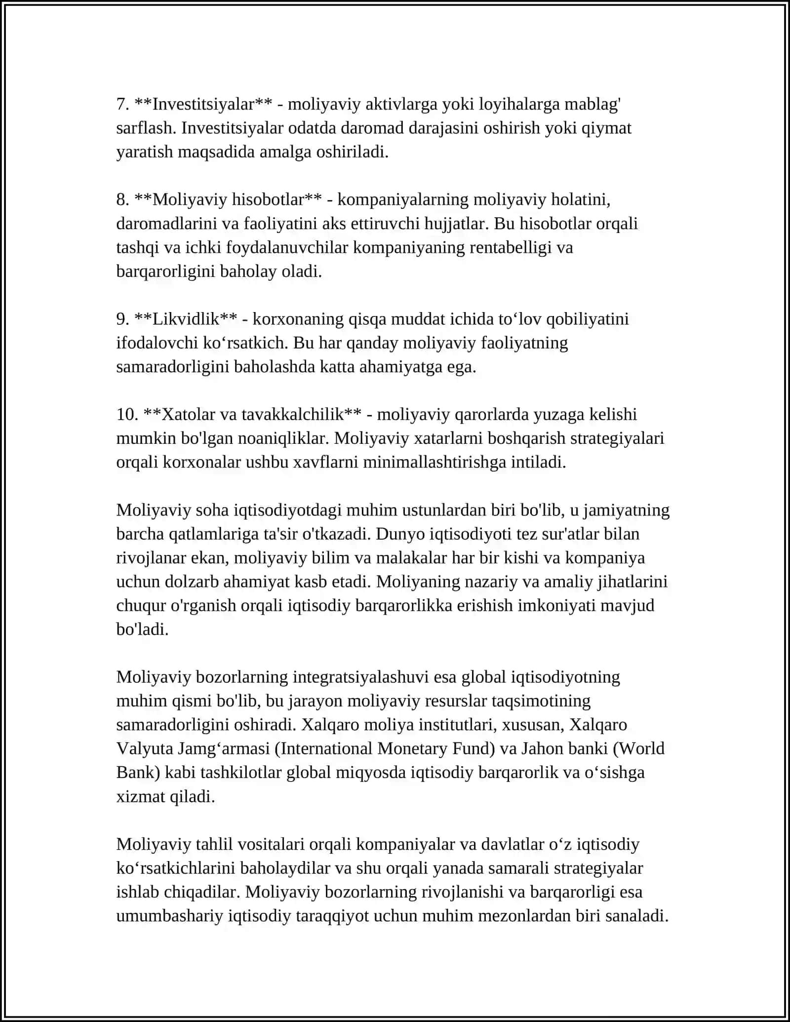 MOLIYA ASOSLARI FANIGA KIRISH 4