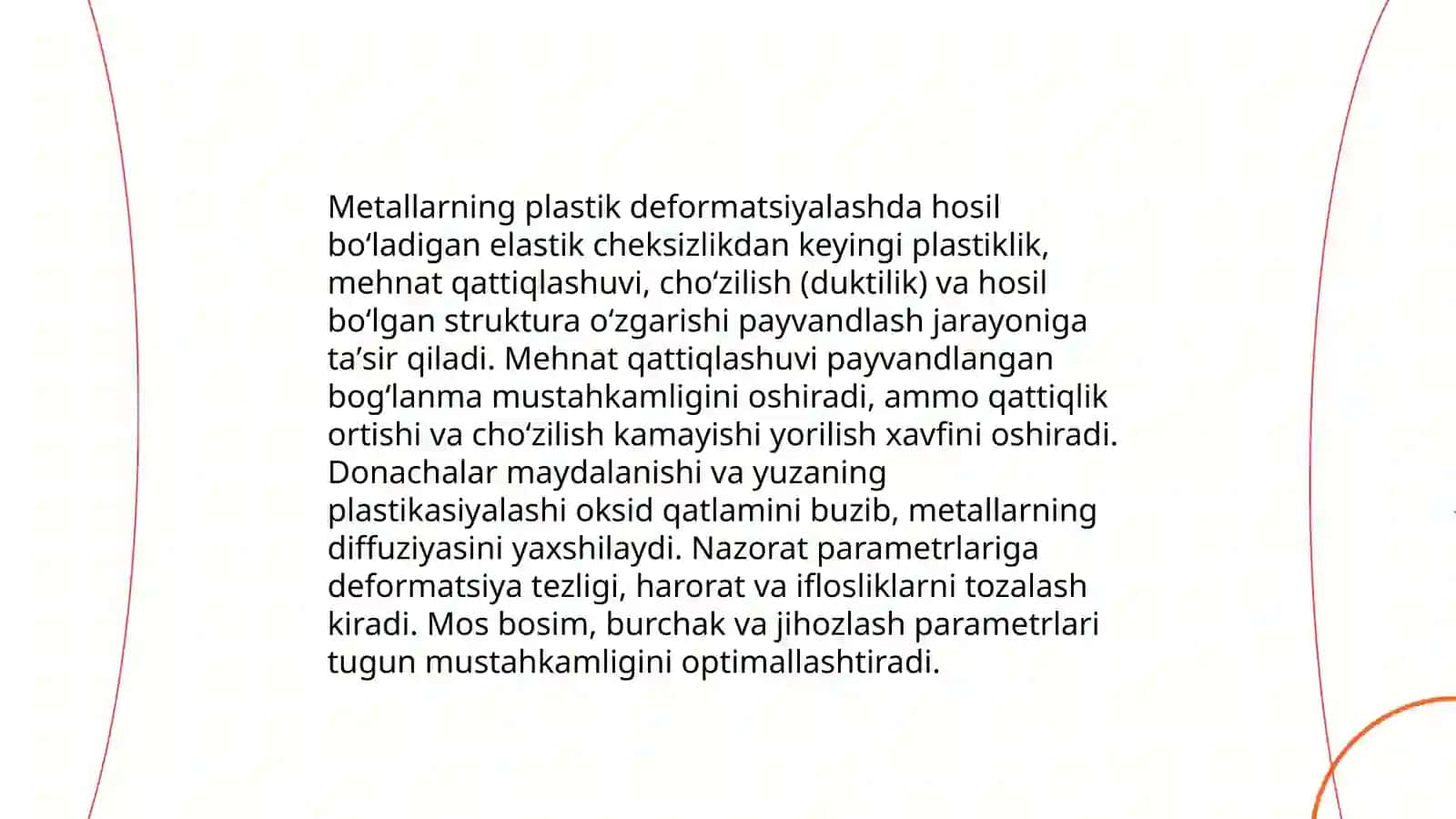 Detallarni plastik deformatsiyalash usulida payvandlashni o‘rganish 4