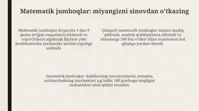 Matematik topishmoqlar va arifmetik fokuslar 4