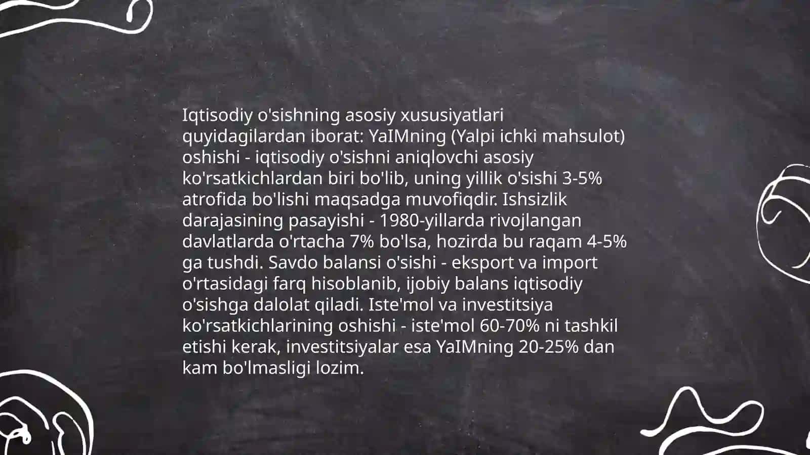 Iqtisodiy o'sishning mohiyati, asosiy tavsifnomasi va modeli 4