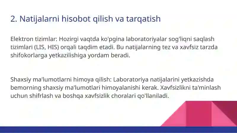 Laboratoriya tekshiruvlarining postanalitik bosqichi 4