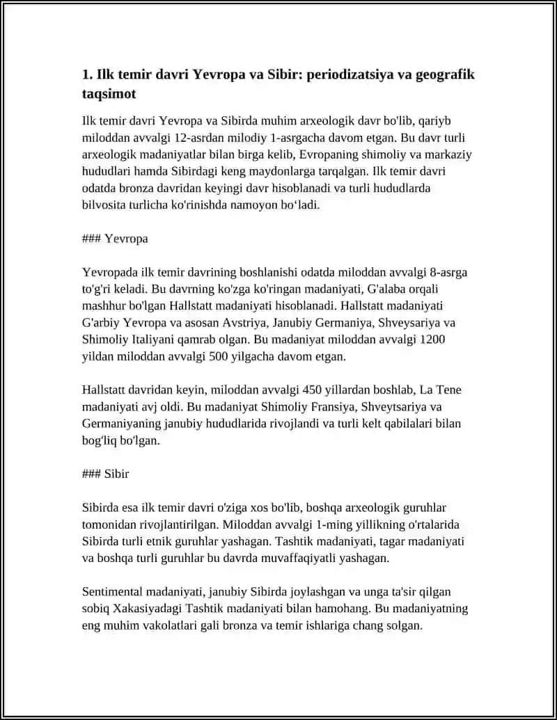 YEVROPA VA SIBIRDAGI ILK TEMIR DAVRI YODGORLIKLARI VA KOʻCHMANCHI QABILALARNING MODDIY MADANIYATI 4