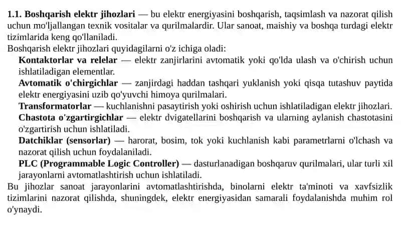 Elektromexanik jihozlaridan foydalanish va ta’mirlash 4