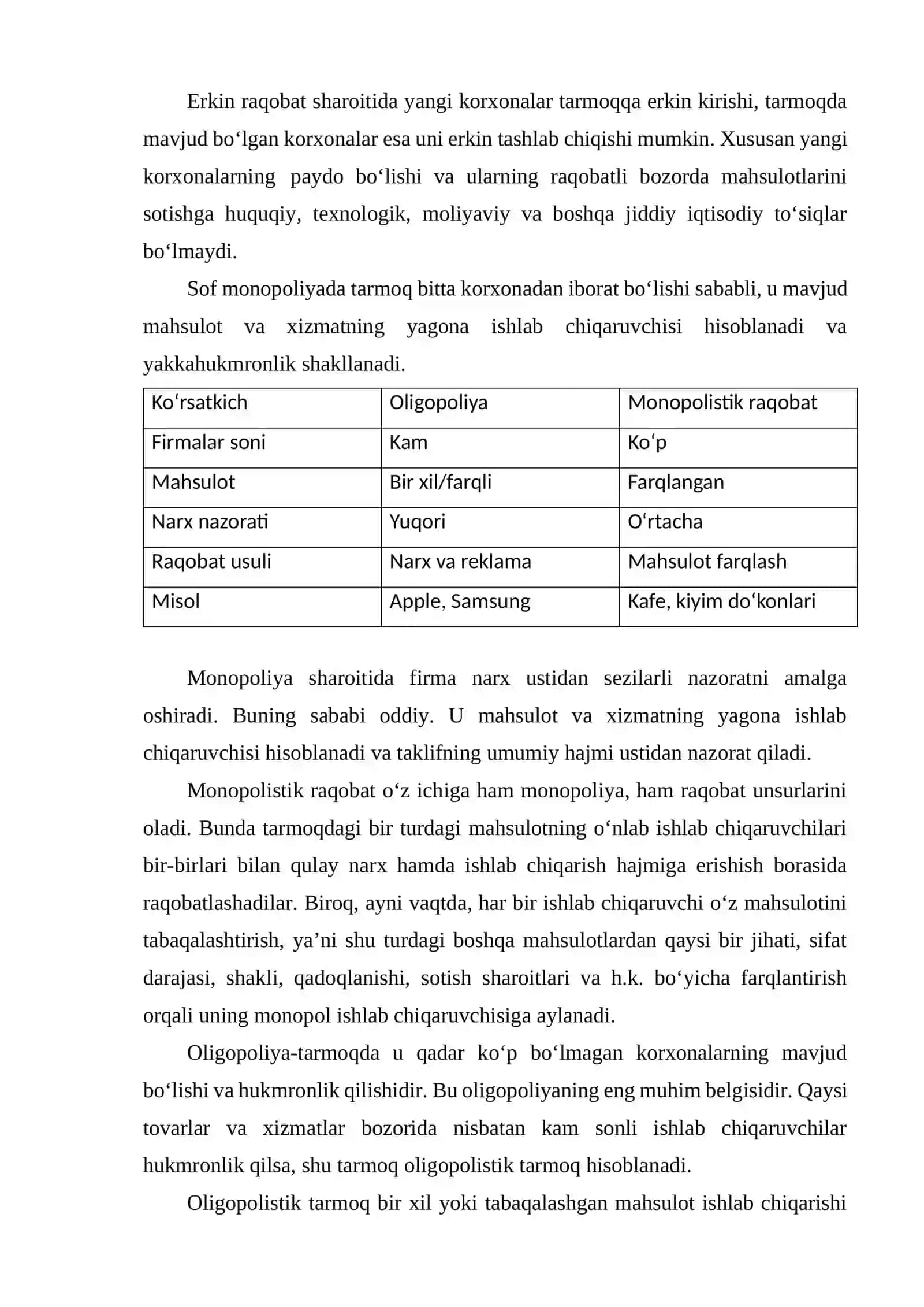 Oligopoliya muvozanat va raqobat strategiyalar 4