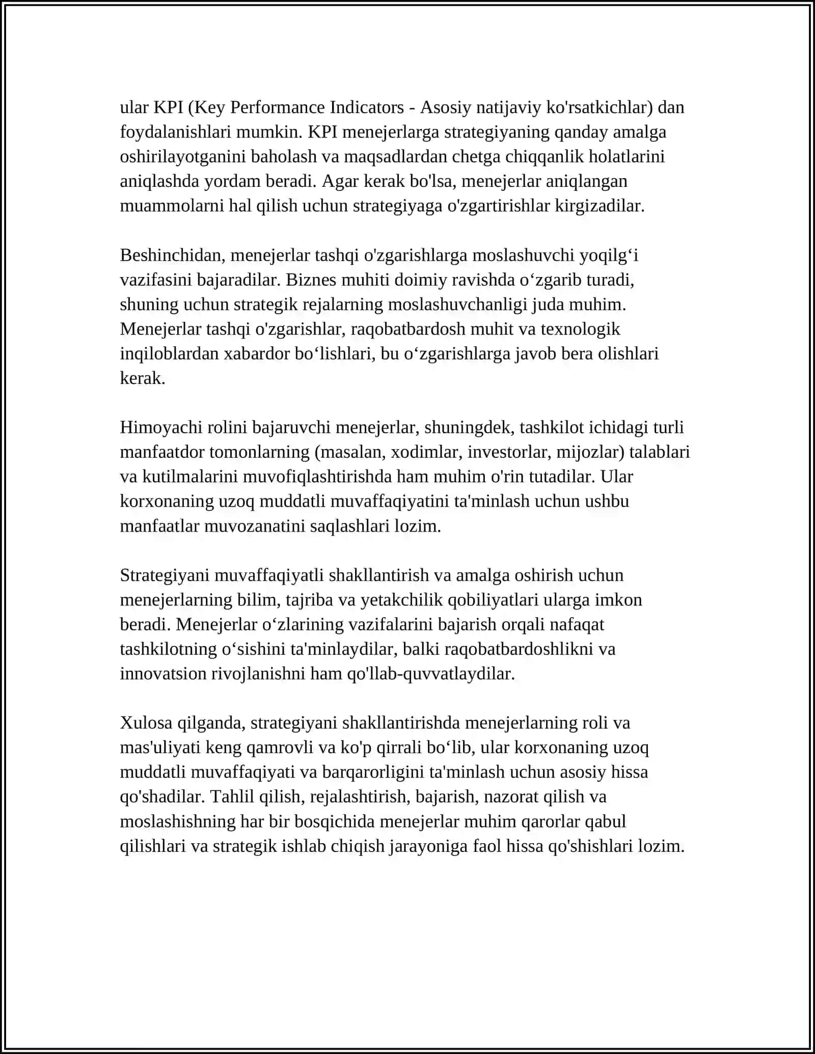 Strategiyani shakllantirishda menejerning roli va mas'uliyati 4