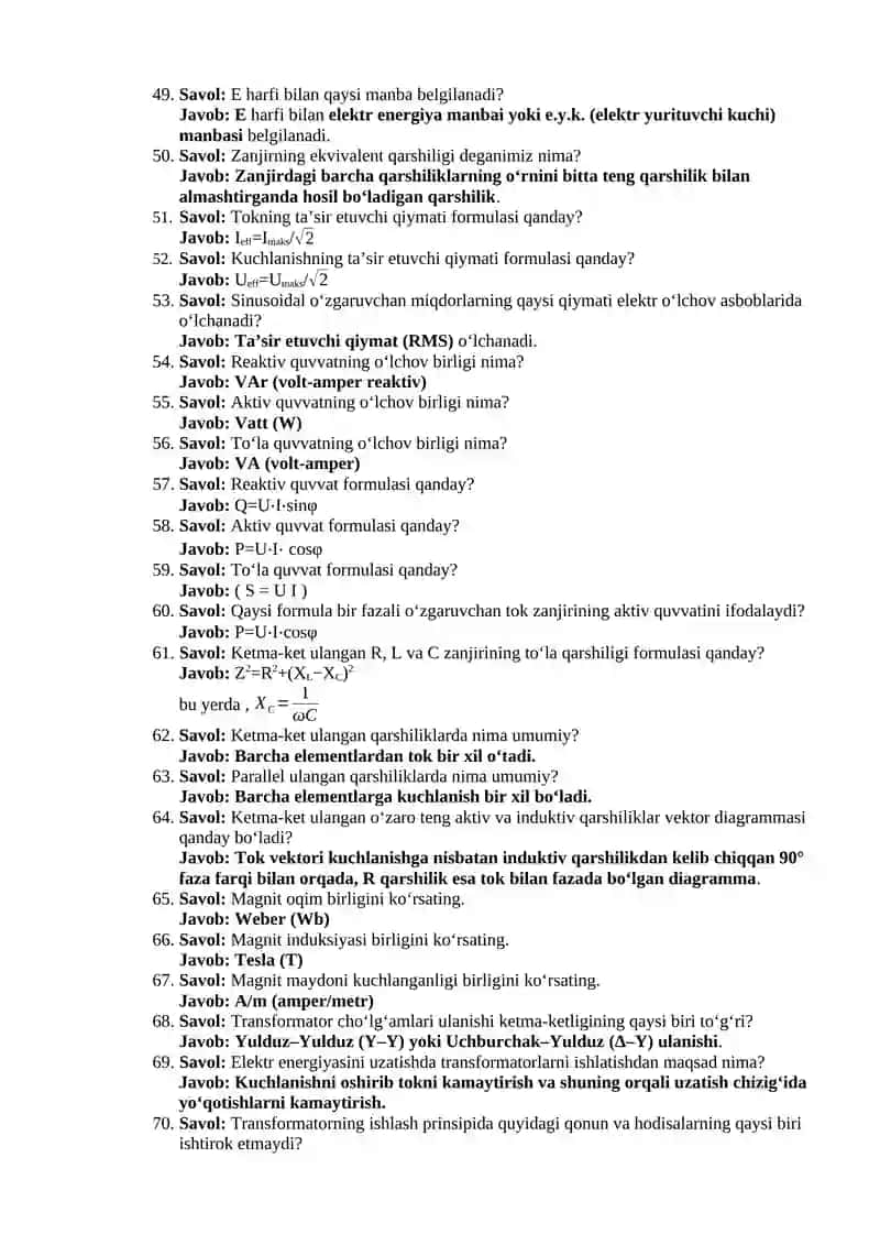 Rasmdagi tok va kuchlanishlarning vektor diagrammalari 4