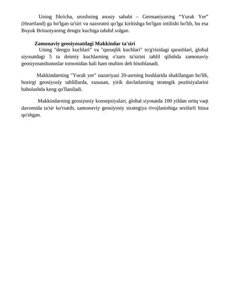 Mavzu: Makinder geosiyosiy qarashlari 4