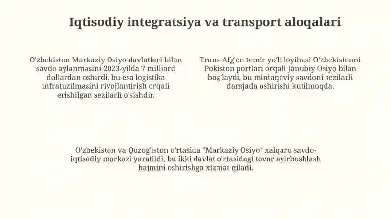 O'zbekistonning markaziy osiyo davlatlari bilan hamkorligi 4