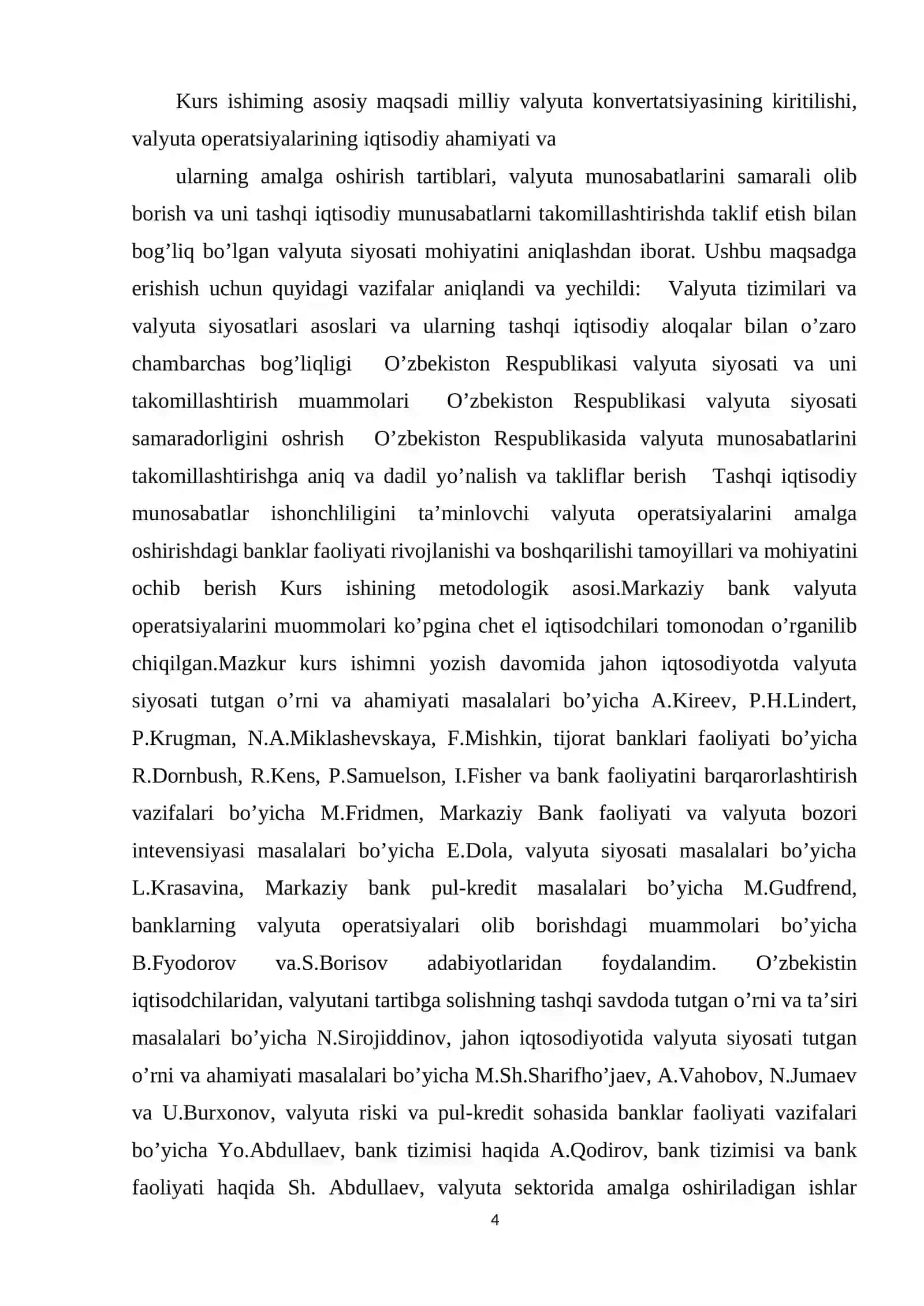 KURS ISHI, O'zbekiston Respublikasi valyuta siyosati 4