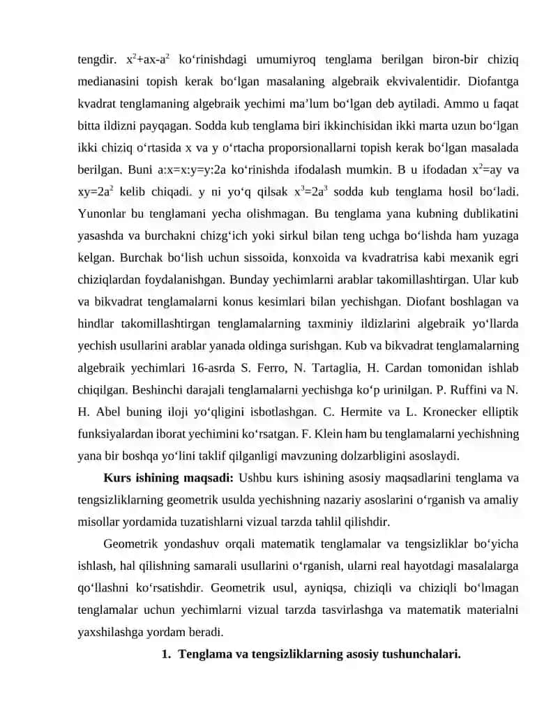 Tenglama va tengsizliklarni geometrik usulda yechish 4