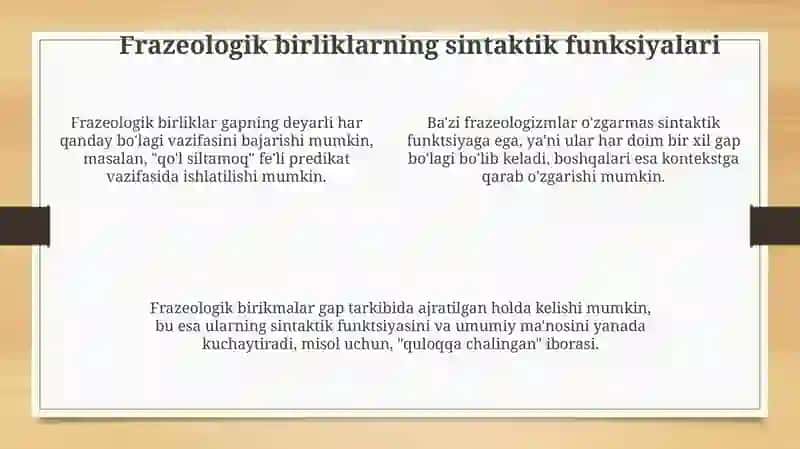 So'z birikmasining boshqa til birliklariga munosabati 4