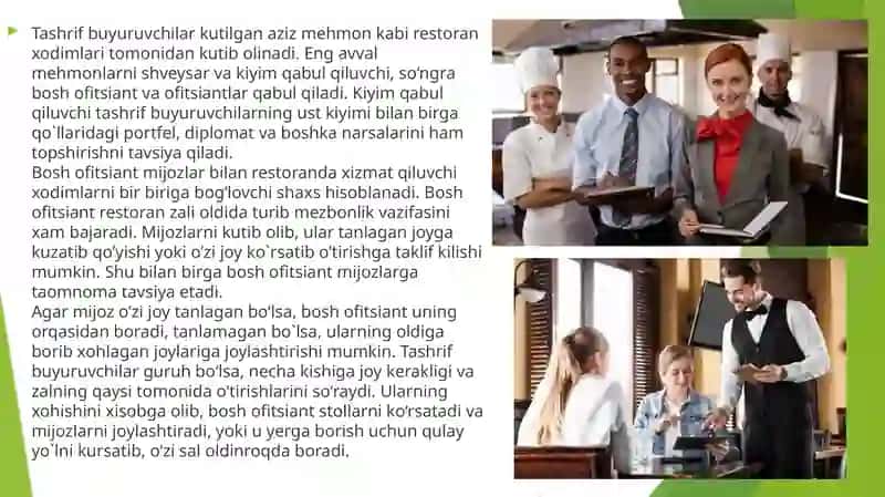 Restorandagi xizmat ko'rsatish 4
