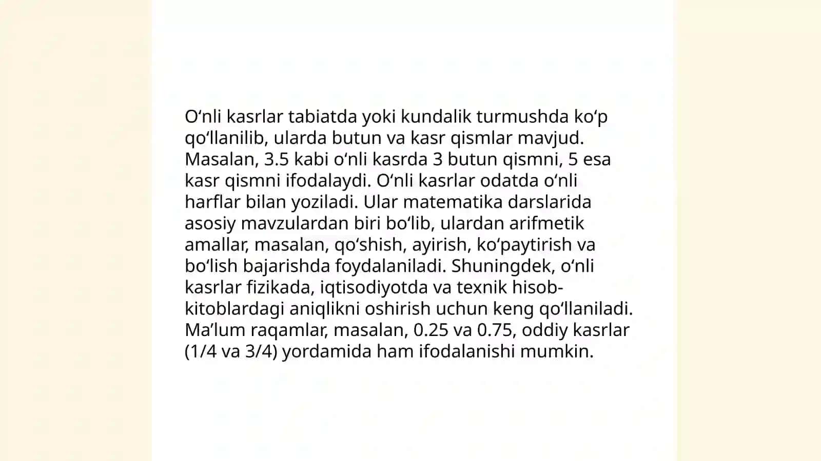 Oʻnli kasrlar 4