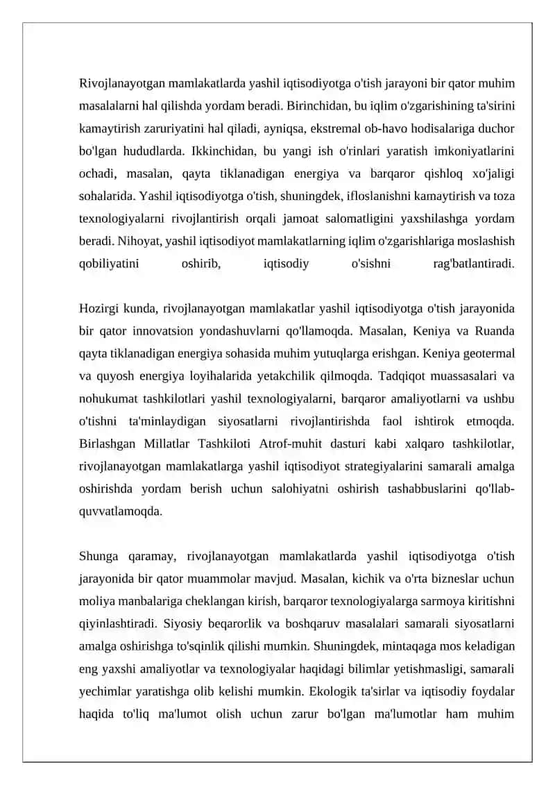 Yashil iqtisodiyotga o'tish tajribasi 4