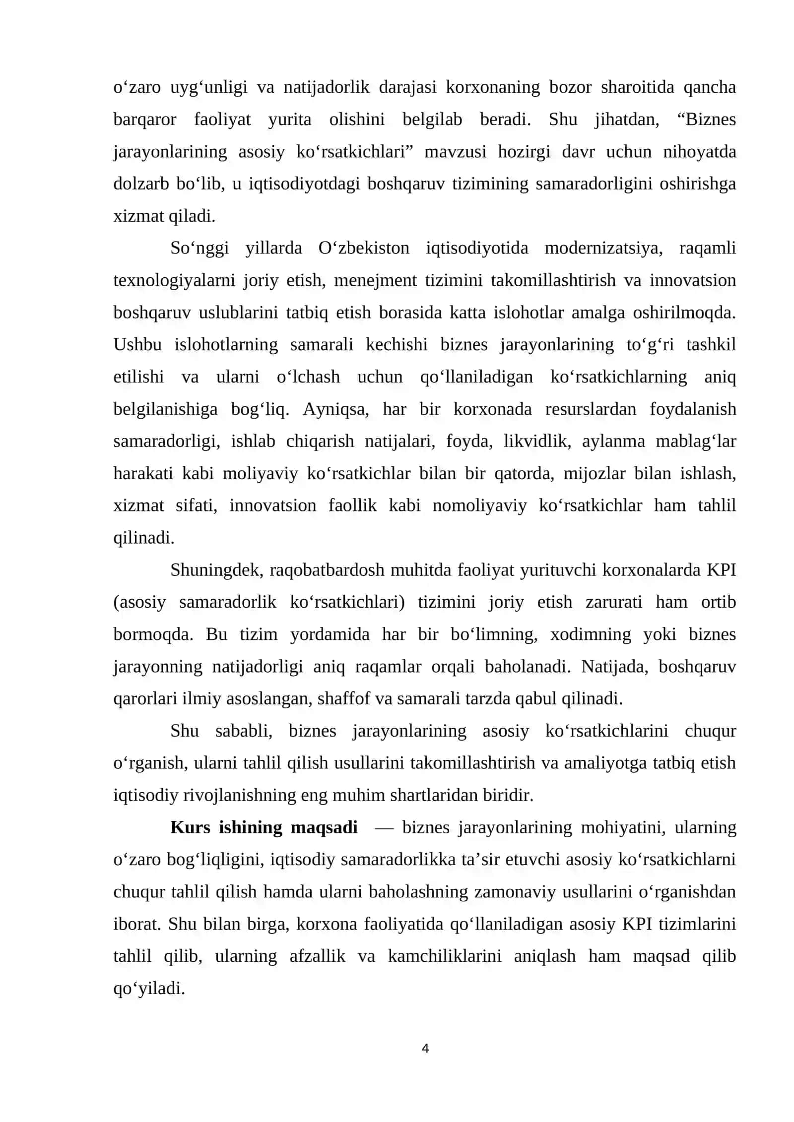 Biznes jarayonlarining asosiy ko’rsatkichlari 4