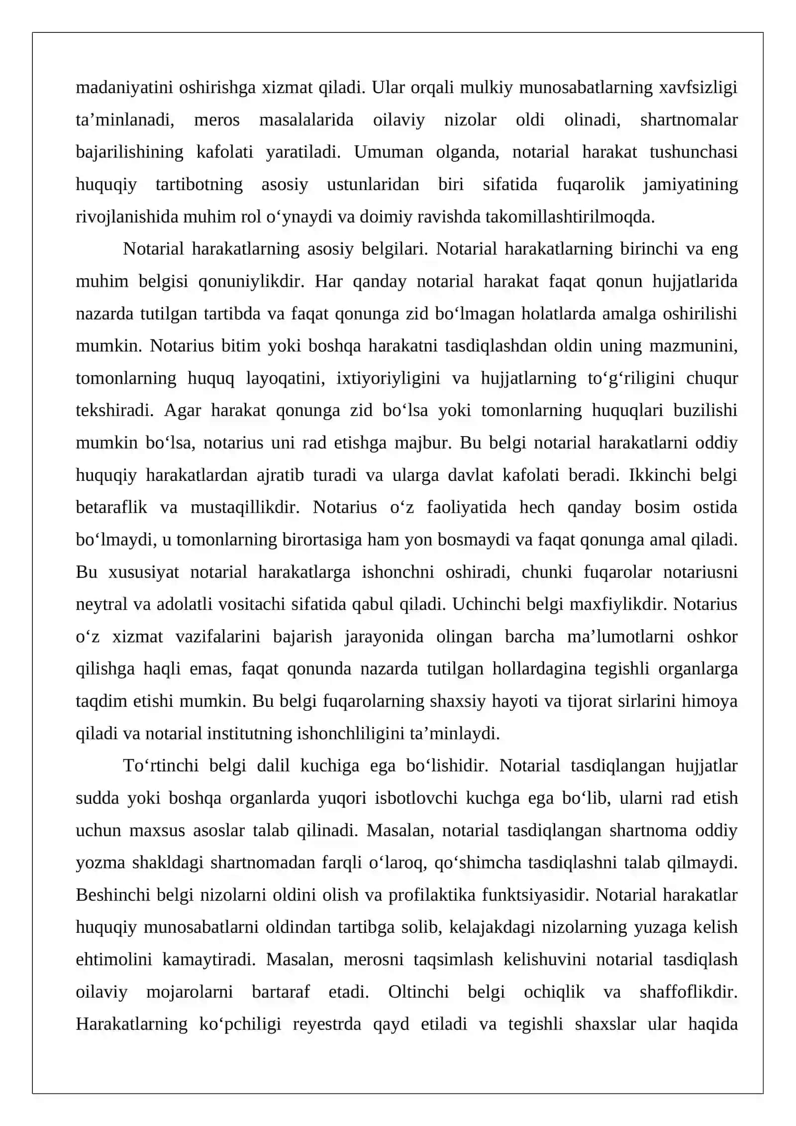Notarial harakatlarning tasnifi va notarial harakatlarni amalga oshiruvchi shaxslarning vakolatlari 4