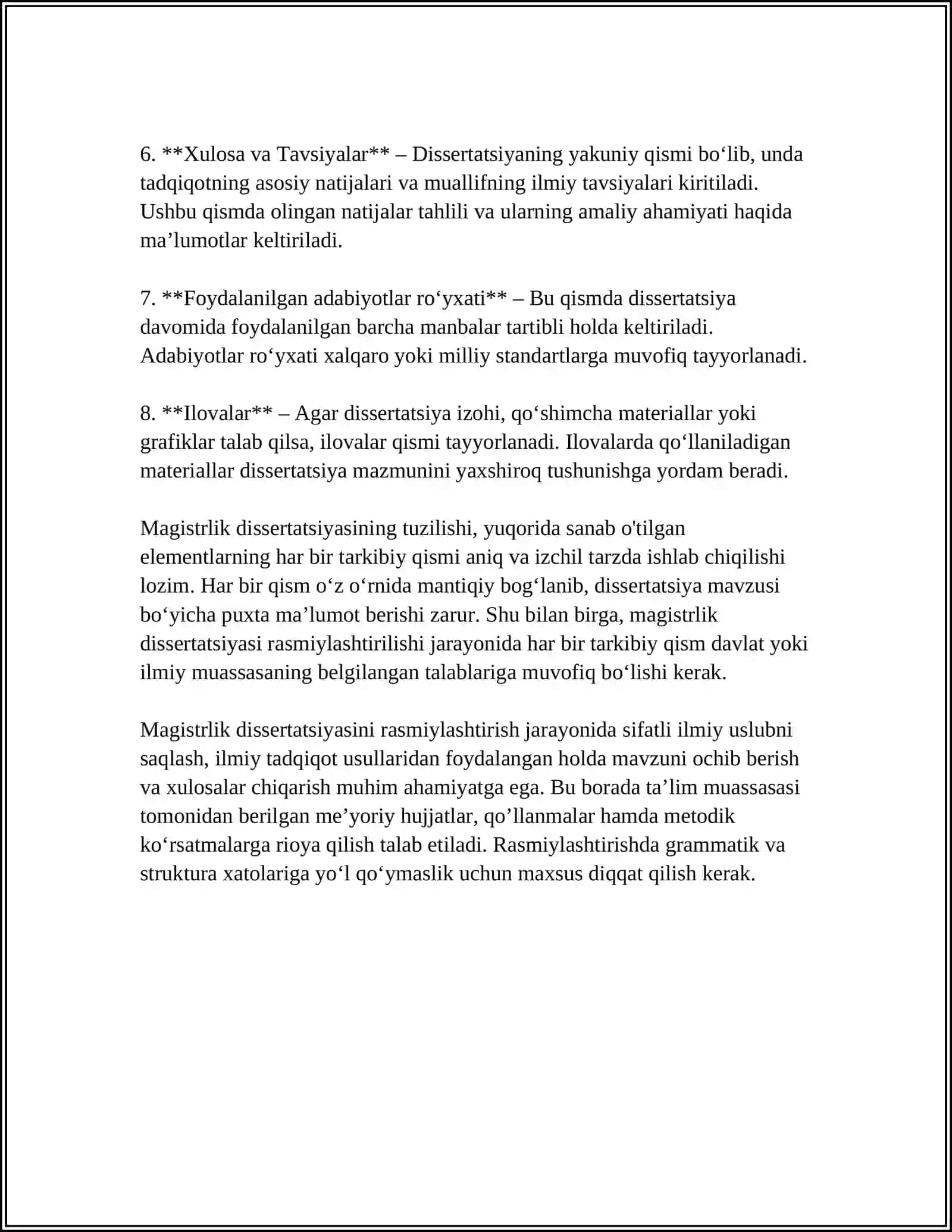 MAGISTIRLIK DISSERTATSIYASINI RASMIYLASHTIRISH 4