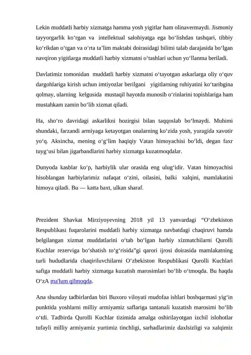 MEN NIMA UCHUN HARBIY XIZMATCHI BO'LMOQCHIMAN 4