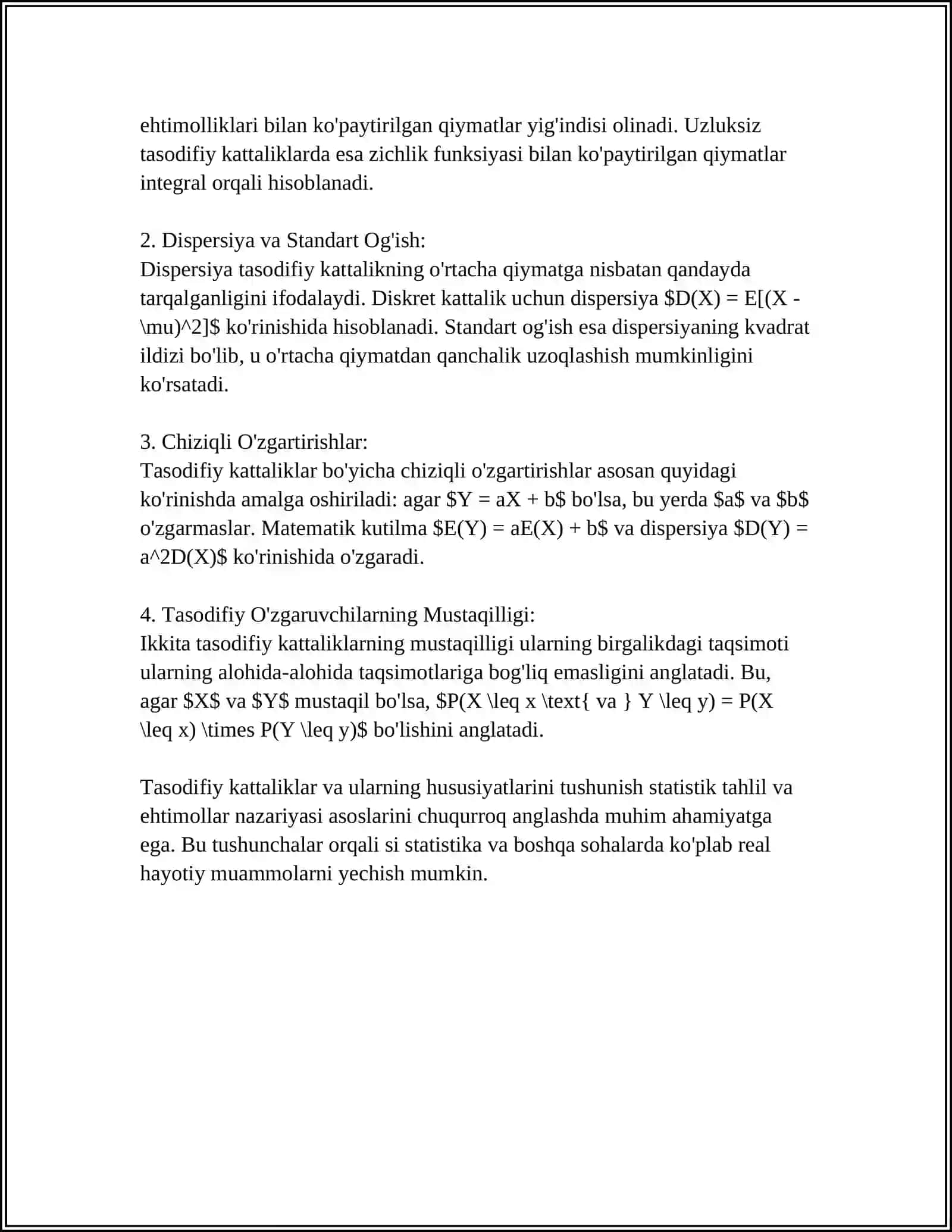 TIBBIY-BIOLOGIK MASALA MISOLIDA MATEMATIK STATISTIKA ELEMENTLARI 4