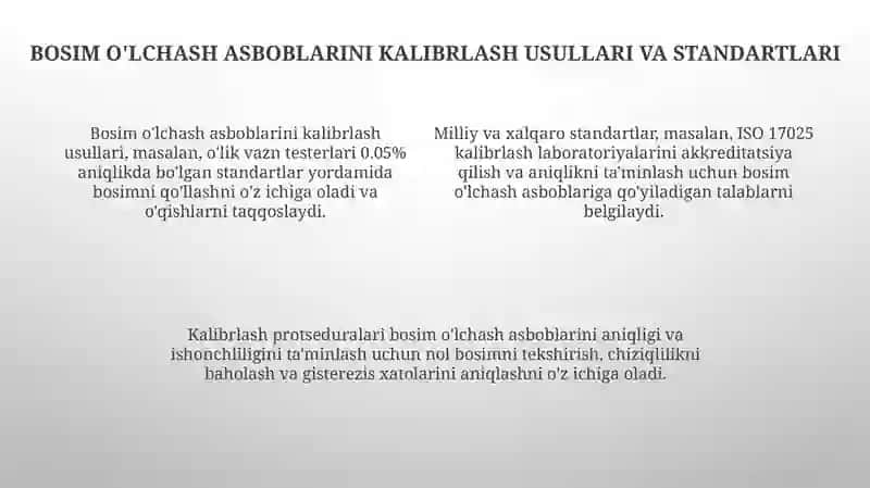 Bosimo'lchash asboblarini kalibrlash va o'rnatish qoidalari 4