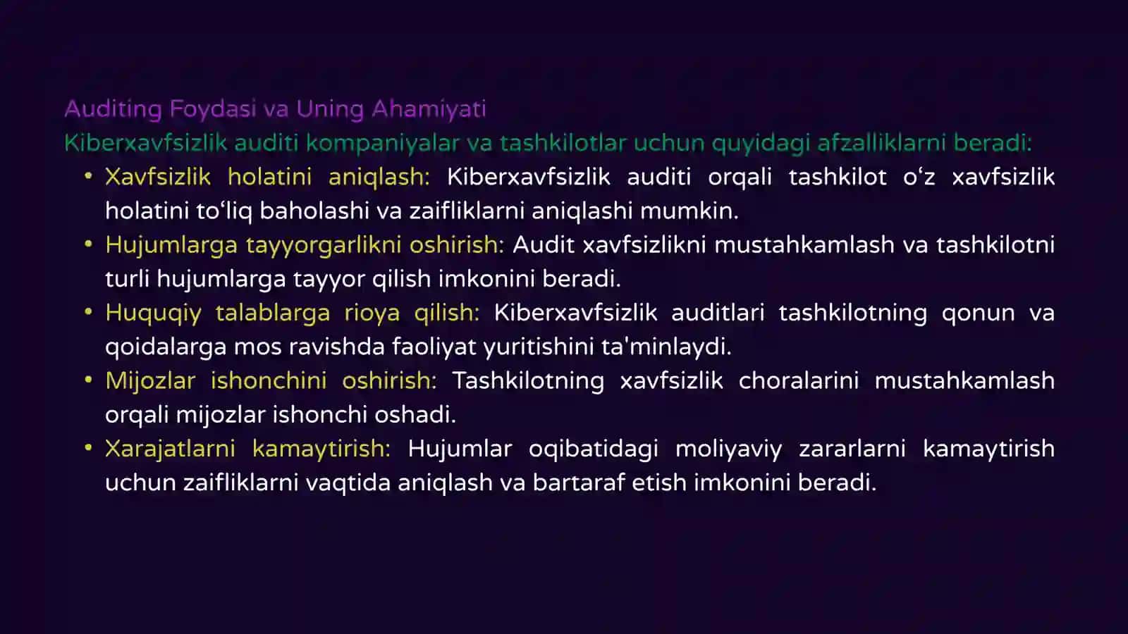 KIBERXAVFSIZLIK AUDITI VA XAVF TAHLILI METODLARI. 4