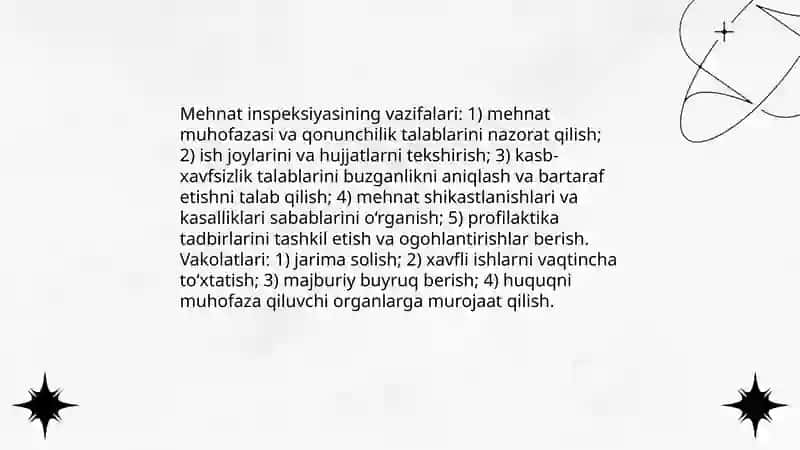 Mehnat muhofazasining huquqiy va tashkiliy asoslarini nazorat qiluvchi organlar 4