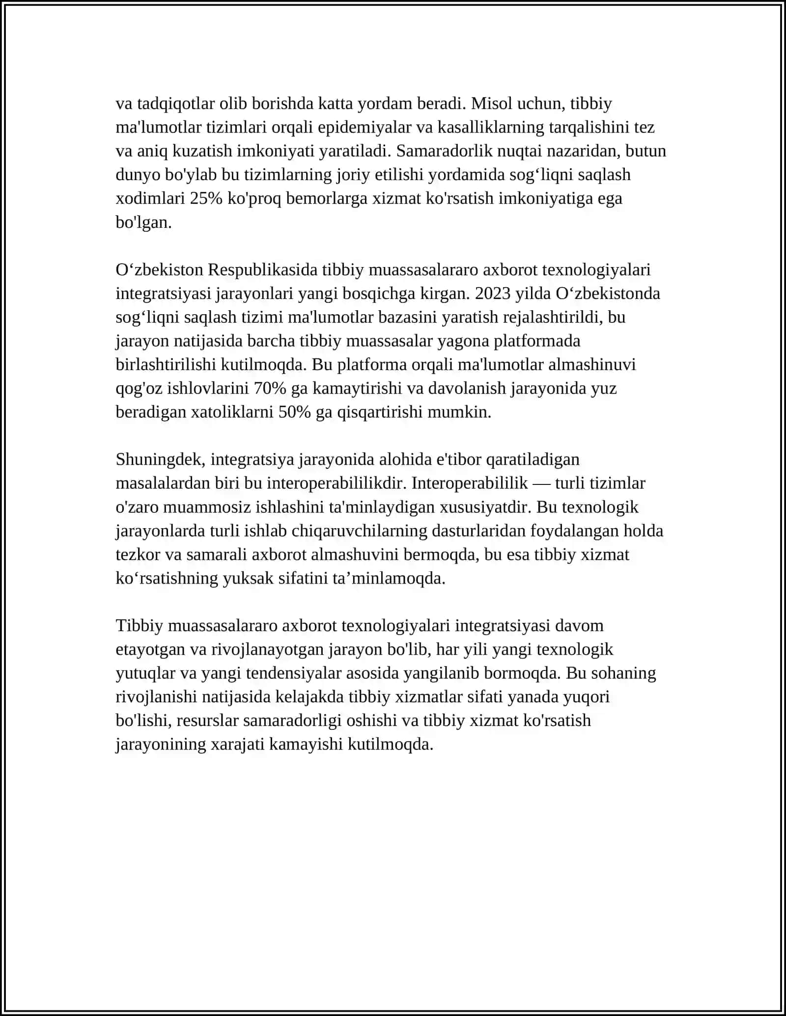 Tibbiy muassasalararo axborot texnologiyalari integratsiyasi 4