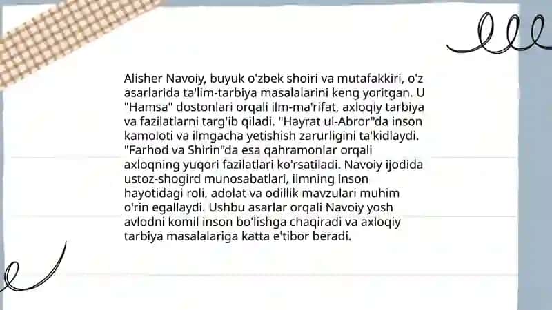 Alisher Navoiyning pedagogik qarashlari 4