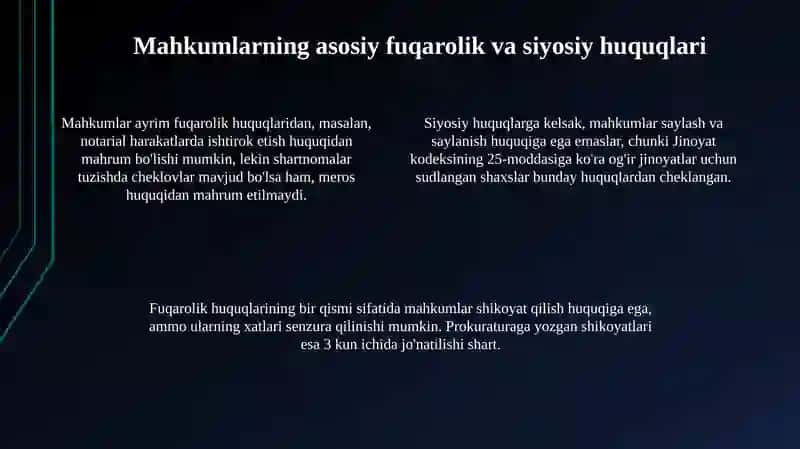 Umurbod ozodlikdan mahrum qilishga hukm qilingan mahkumlarning huquqiy holati 4