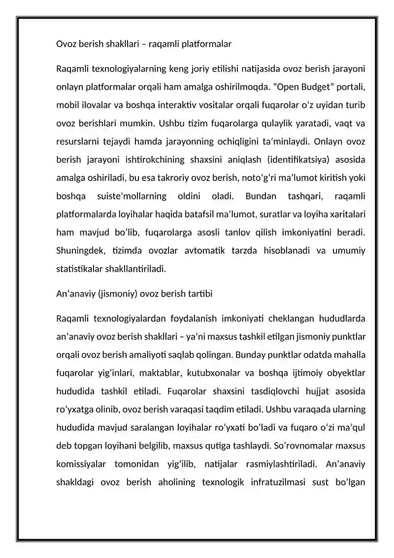 Tashabbusli byudjetlashtirish jarayonida  saralangan loyihalarga ovoz berish mexanizmi 4