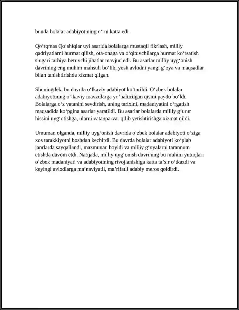 MILLIY UYĞONISH DAVRI O'ZBEK BOLALAR ADABIYOTI 4
