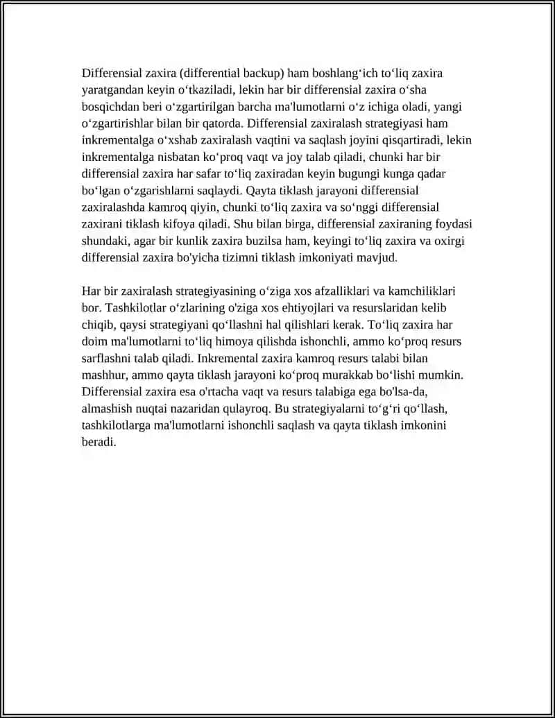 ZAXIRALASH TIZIMLARI: ZAXIRA NUSXALARINI YARATISH VA ULARDAN FOYDALANISH 4