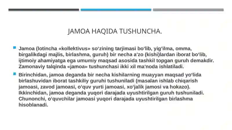 Jamoani tashkil etish va rivojlantirish metodikasi 4