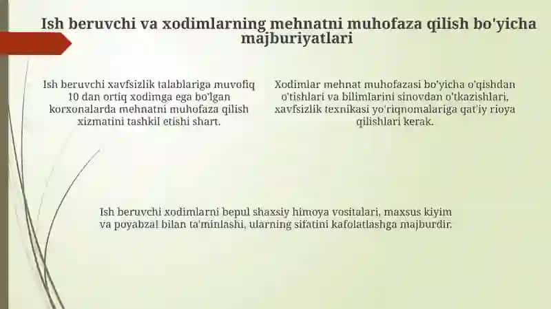 Qishloq xoʻjaligi korxonalarida mehnat muhofazasiga oid ishlarni tashkil qilish 4