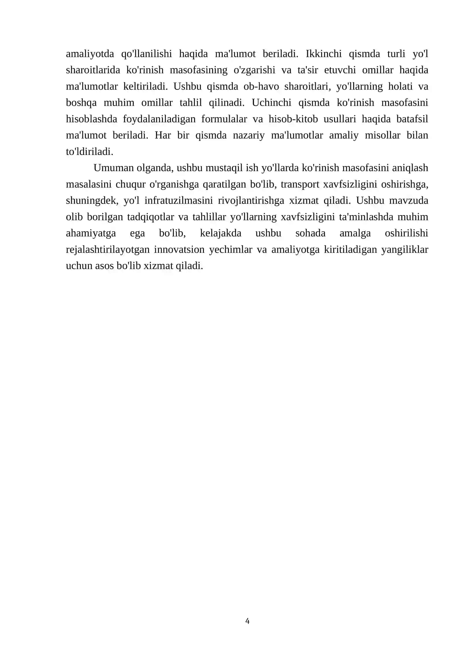 Yo'llarda koʻrinish masofasini aniqlash 4