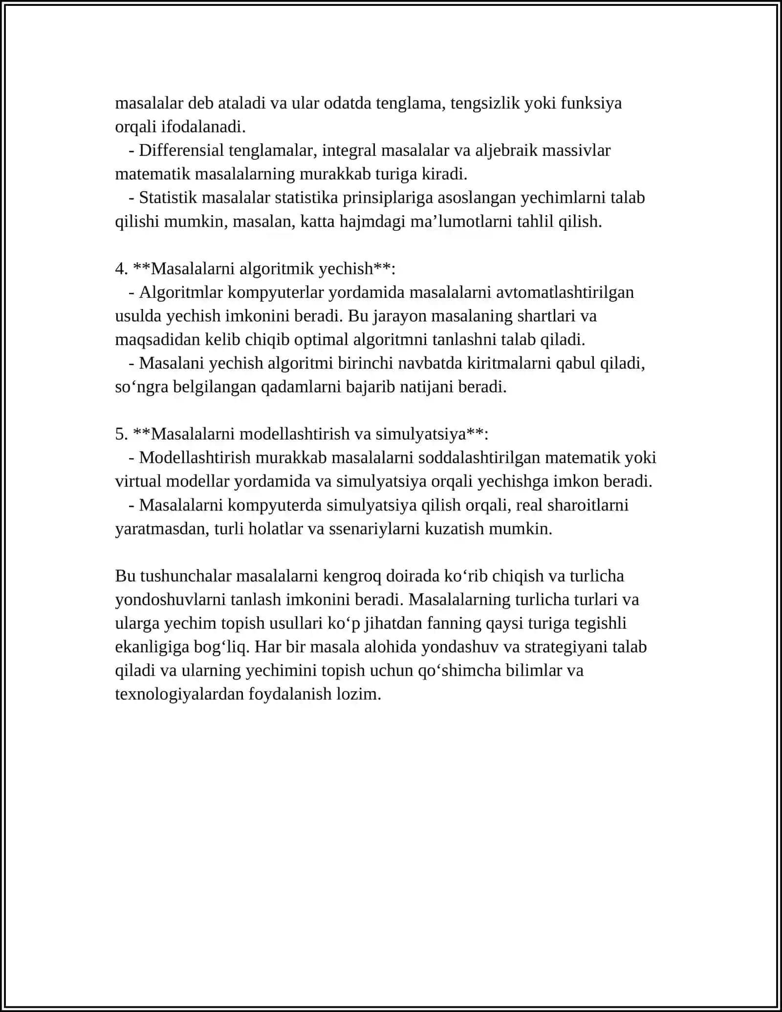 ARIFMETIK MASALALAR YECHISHGA OʻRGATISH METODIKASI. MASALA VA UNING TARKIBI 4