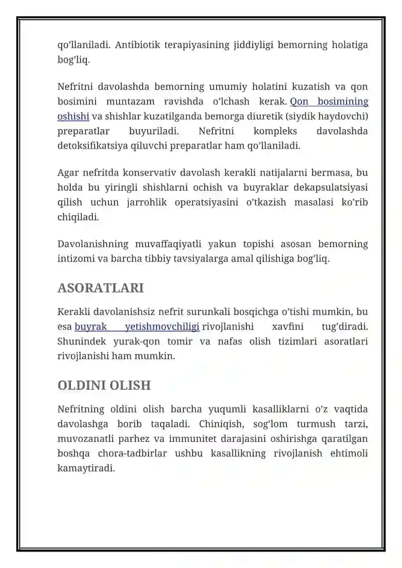 NEFRIT KASALLIGI — ALOMATLARI, SABABLARI, TASHXISLASH, DAVOLASH, OLDINI OLISH 4
