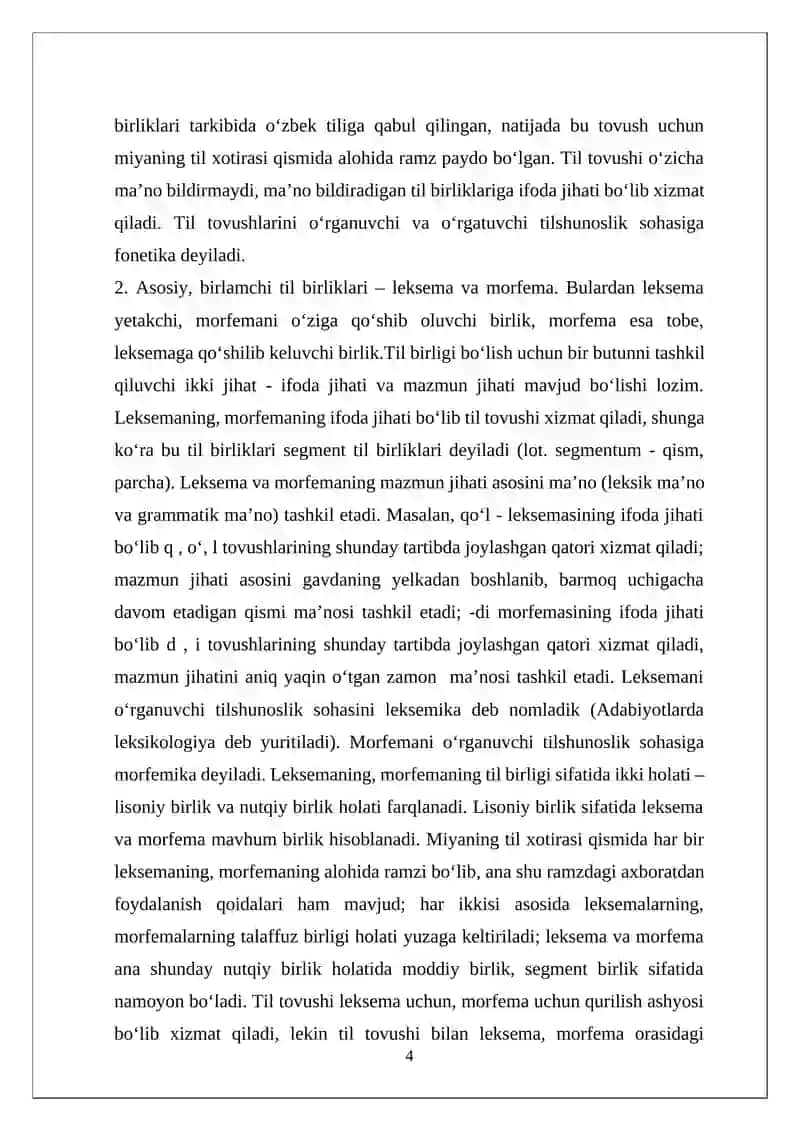 O‘ZBEK TILSHUNOSLIGIDA TIL, LISON, NUTQ TUSHUNCHALARI TALQINI 4