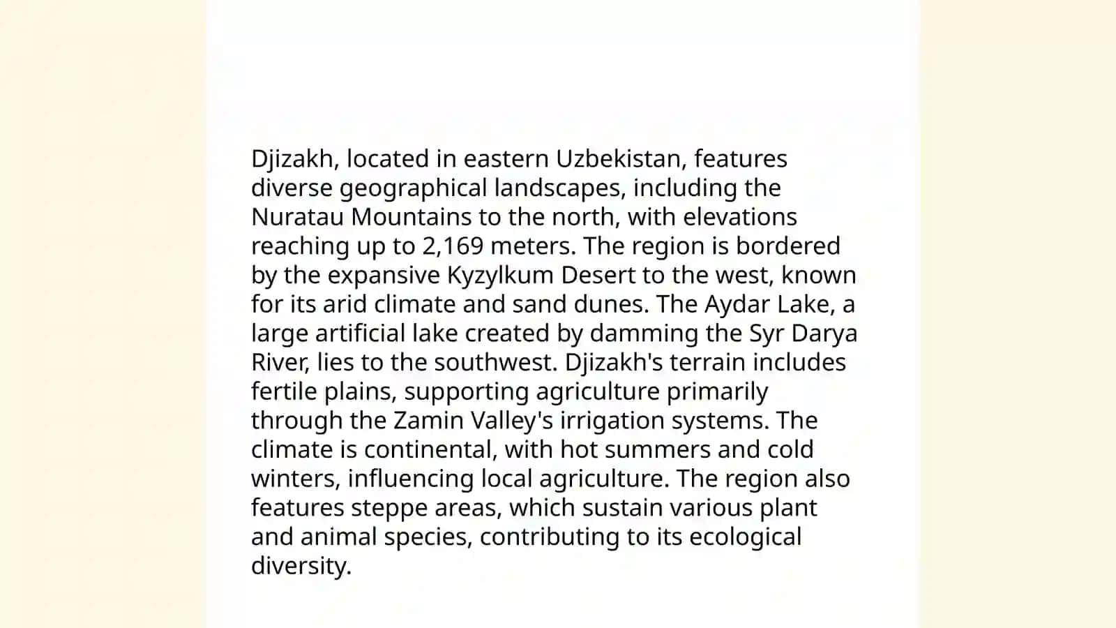 My city is Djizakh 4