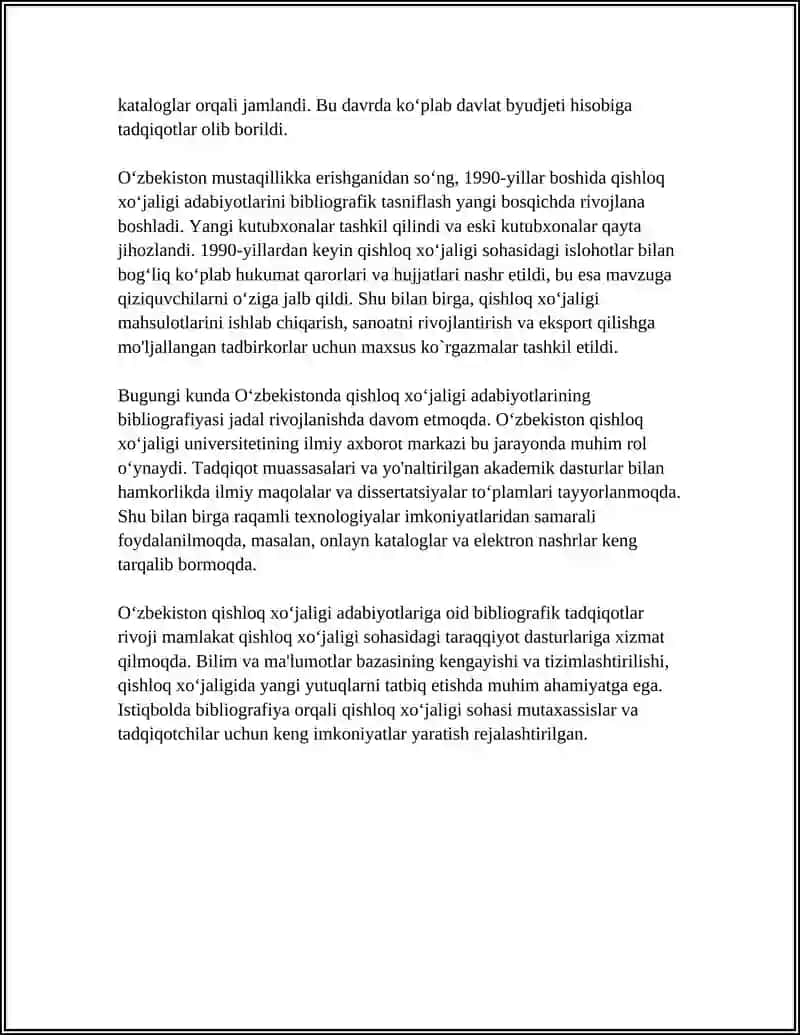 OʻZBEKISTONDA QISHLOQ XOʻJALIGI ADABIYOTLARINI BIBLIOGRAFIYASI 4